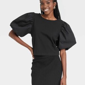 a new day Puff Sleeve Crop Tee